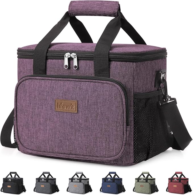Lifewit Large Lunch Bag, Insulated Lunch Box, Soft Cooler Cooling Tote for Adult Men Women, Purple 24-Can (15L)