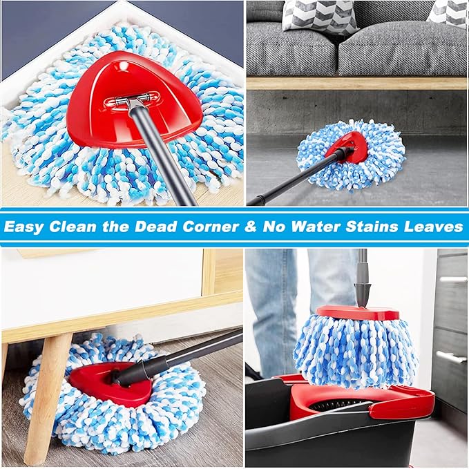 2 Pack Spin Mop Replacement Head, Only Fit for RinseClean 2-Tank System, Microfiber Spin Mop Refill Head Replacement Easy Wring Mop,Spinning Mop Replace Head for Floor Cleaning