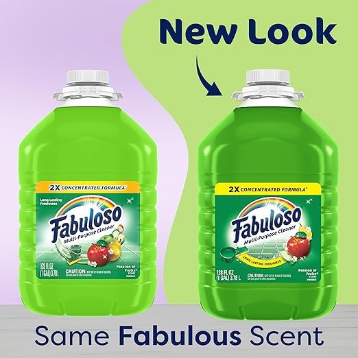 Fabuloso 2X Multi-Purpose Cleaner, No Rinse Floor Cleaner, Long-Lasting Freshness, Passion of Fruits Scent, 128 fl oz