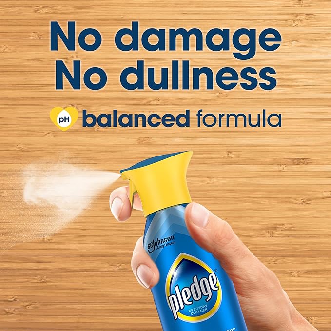 Pledge pH-Balanced Multisurface Spray, Gently Clean 101 Surfaces, Remove Dust and Messes, No Residue - Rainshower Scent, 9.7oz, Pack of 3