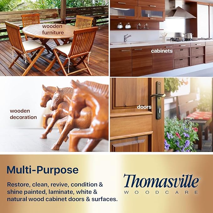 THOMASVILLE KITCHEN CABINET CREAM - Multisurface Wood Cleaner and Polish Furniture Quick Shine Restorer Protector Kitchen Cabinets Surface Cleaner House Cleaning Supplies Home Improvement, 12 Oz