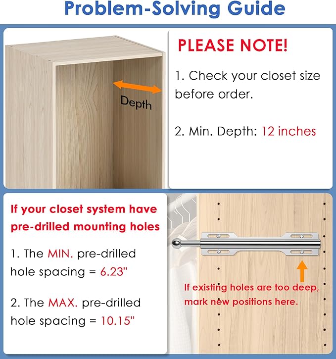 FIRJOY 12" Valet Rod for Closet Pull Out (2 Pack, Chrome)