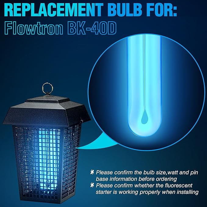 BF190 Replacement Bulb Compatible with Flowtron BK-40D Bug Zapper, 10 Inch FUL32T8/BL U Type Replacement Light Bulb for 32W Outdoor Electronic Insect Mosquito Killer(2 Pack)