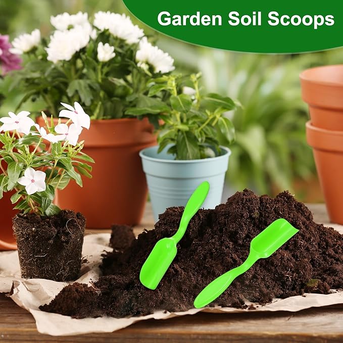 20-Pack Mini Gardening Shovel Spoons, Plastic Garden Soil Scoops for Cultivation Digging Transplanting/Flower Planting/Plant Succulent, Colorful Small Gardening Tools [Green]