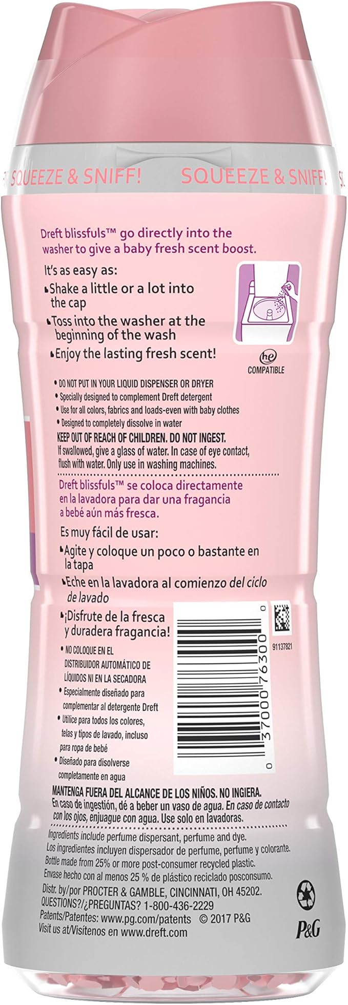 Dreft Blissfuls Laundry Scent Booster Beads For Washer, Baby Fresh, 10 Oz , 4 Count