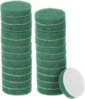 HARFINGTON 24pcs Scrubber Scouring Pads 180 Grits 2 Inch Drill Power Brush Hoop and Loop Surface Conditioning Disc Drill Scuffing Disc Scrub Pads for Home Kitchen Cleaning, Green