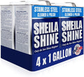4 x 1 Gallon Sheila Shine Stainless Steel Cleaner and Polish - Cleans, Polishes & Protects Kitchen Appliances, Refrigerators, Sinks, Ovens & Grills - Stainless Steel Metal Cleaner