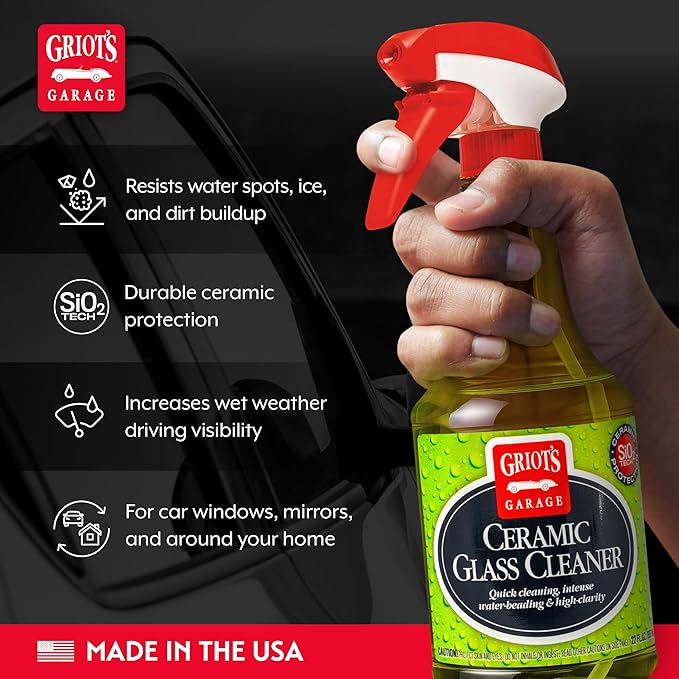 Griot's Garage Ceramic Glass Cleaner Spray for Car Windows, Windshields, Mirrors and Home Use, Cleans and Protects, Streak-Free, 10835, 22oz