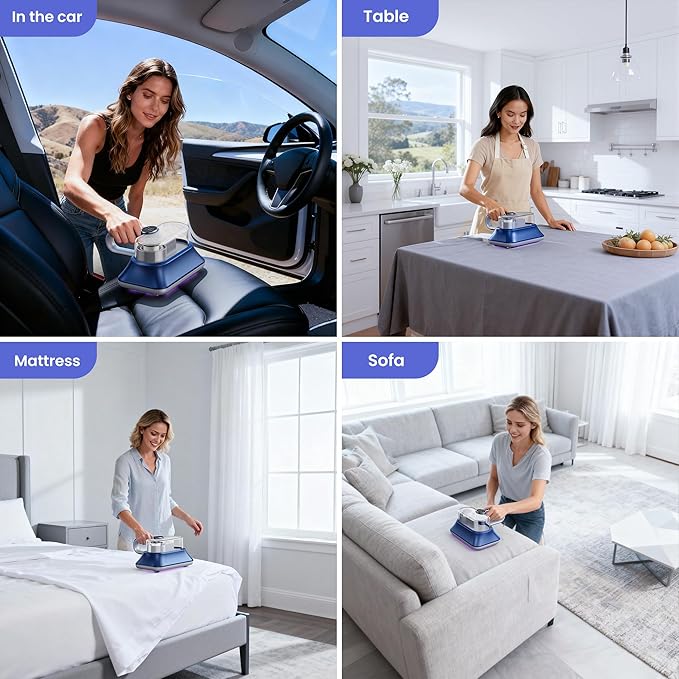 Mattress Vacuum Cleaner Powerful Vibration Handheld Couch Vacuum with UV-C Light and LED Display, HEPA Filter, Versatile Bed Vacuum Cleaner Cordless with Type-C Charging Port for Bed, Sofa, Carpets
