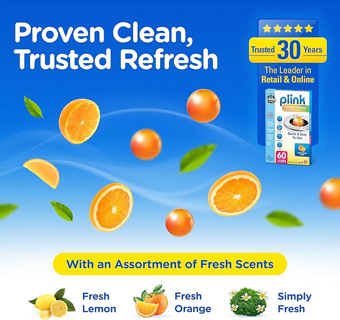 Compac Home Plink Garbage Disposal Cleaner and Deodorizer 60ct VALUE PACK - Orange