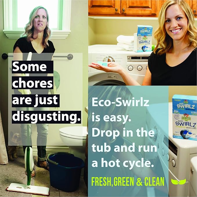 Eco-Gals Eco Swirlz Washing Machine Cleaner with Bonus Eco Scrubz Dishwasher Cleaner Add On 36 Count Deep Cleaning Tablets