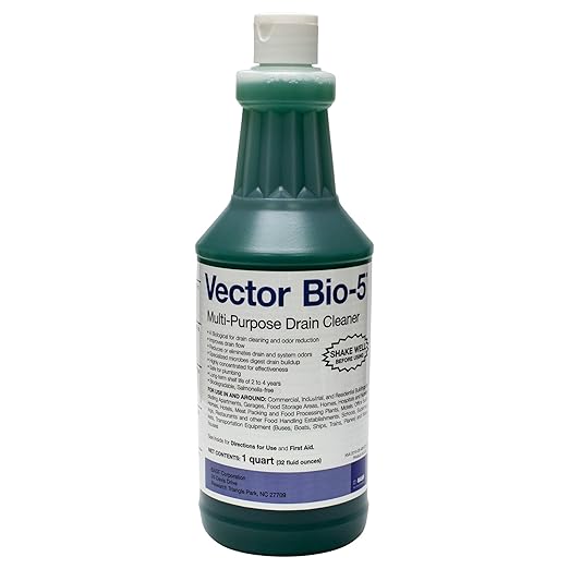 BASF Bio-5 Multi-Purpose Biological Drain Cleaner, Industrial Strength for Clogs, Organic Buildup, Odors, Improves Flow, Eliminates Gnats & Flies, Plumbing Safe, Biodegradable, 32 oz