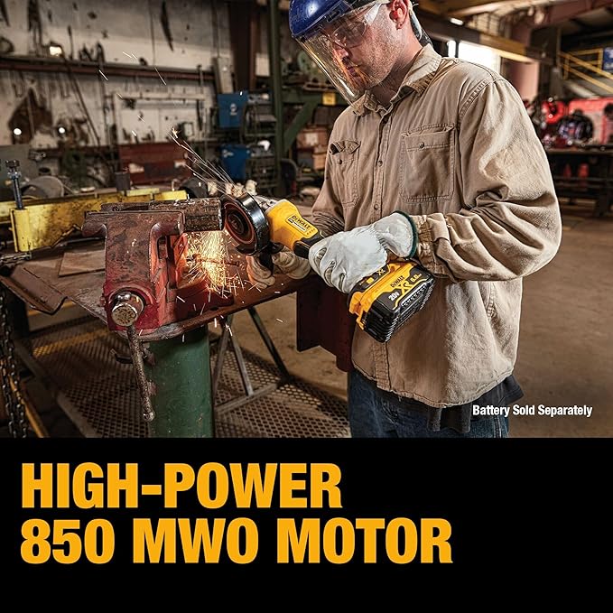 DEWALT 20V MAX* Angle Grinder Tool Cordless Brushless, 4 1/2 Inch, with Paddle Switch and Kickback Brake, Tool Only (DCG413B)