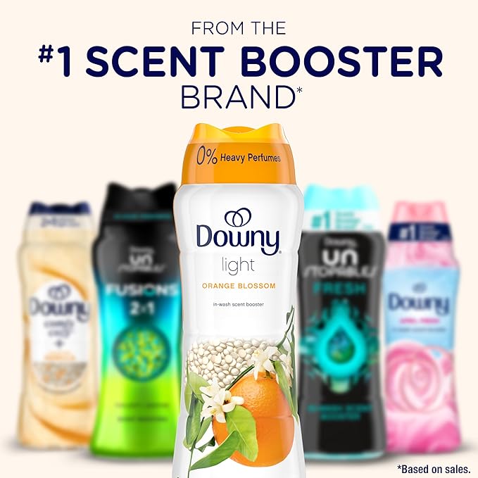 Downy Light Laundry Scent Booster Beads, Orange Blossom Scent, 24.0 OZ, In-wash fabric beads designed to be gentle with a light boost of scent, No Heavy Perfumes