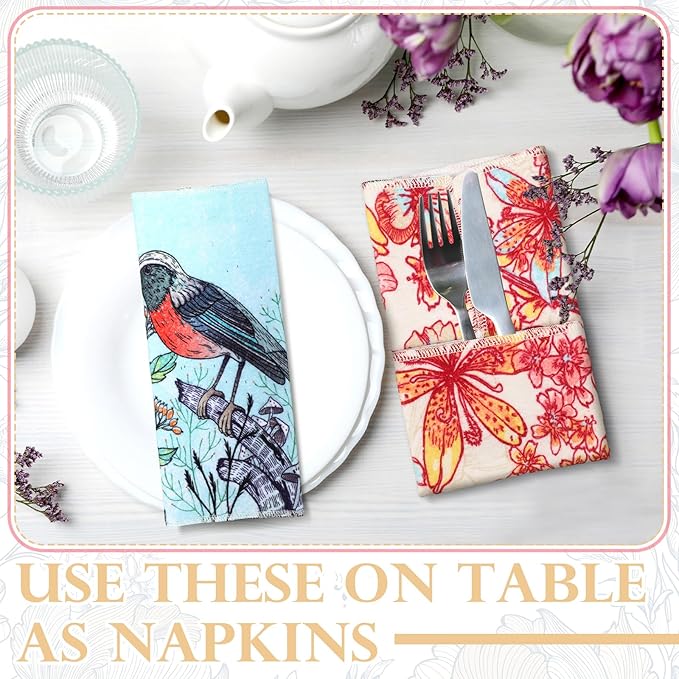36 Pack Bird Reusable Cleaning Cloths Washable Cotton Kitchen Towels for Home(Multicolor)