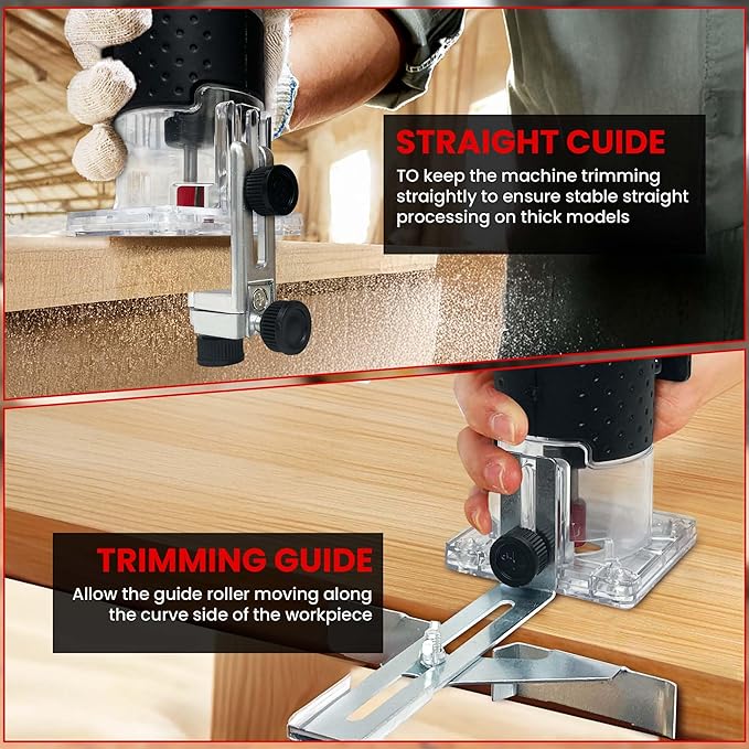 Cordless Wood Router Trimmer Compatible With MILWAUKEE 18V Battery, 800W 30000 RPM Brushless Motor Hand Palm Router with 15pcs 1/4"Shank Router Bits for Woodworking,Slotting(NO Battery)