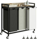 Herture Laundry Hampers with Shelf, Laundry Basket 3 Section, Laundry Sorter with Pull-Out Removable Large 3 Color Bags and Movable Wheels, Metal Frame, 3 x 15.87 Gallons (60L), Greige PF04XLZ