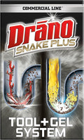Drano Snake Plus Tool and Gel System, Drain Snake with Drain Clog Remover Gel, Unclogs and Removes Hair and Blockages, Commercial Line 16 Fl oz and 23 Inch Tool