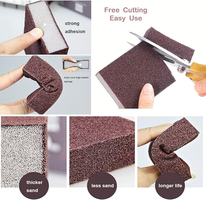 5 Pack Emery Magic Wipe Sponge, Nano Carborundum Sponge, Emery Sponge Brush Eraser Scrub, Pot Scrubber Scouring Pad Kitchen Magic Cleaning Sponge for Removing Rust Cleaning Pots and Pans