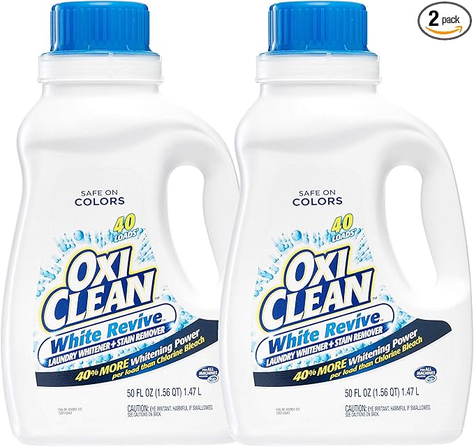 OxiClean Laundry Liquid Stain Remover, White Revive, 40 Loads, 50 Oz