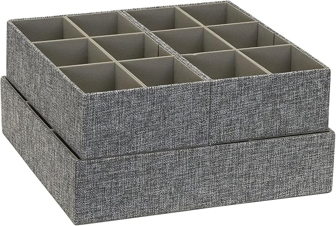 Household Essentials 3 Piece Drawer Organizers Starter Set, Customizable Inserts, Large Tray and 2 Small Trays, Graphite