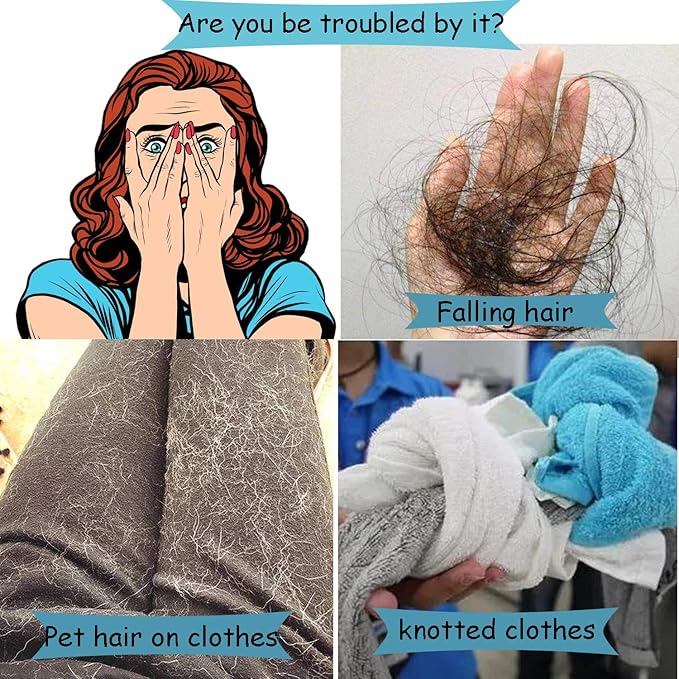 Pet Hair Remover for Laundry - Non-Toxic Reusable Dryer Balls Washer and Dryer Ball Remove Long Hair from Dogs and Cats on Clothes in The Washing Machine 12 Packs