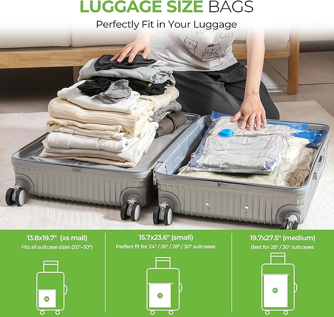 Vacuum Storage Bags for Travel - 12 Pack Compression Packing with Wireless Electric Pump for Luggage Vacuum Seal Bags for Clothes Space Saver Organizer for Moving Clothing Suitcase Travel