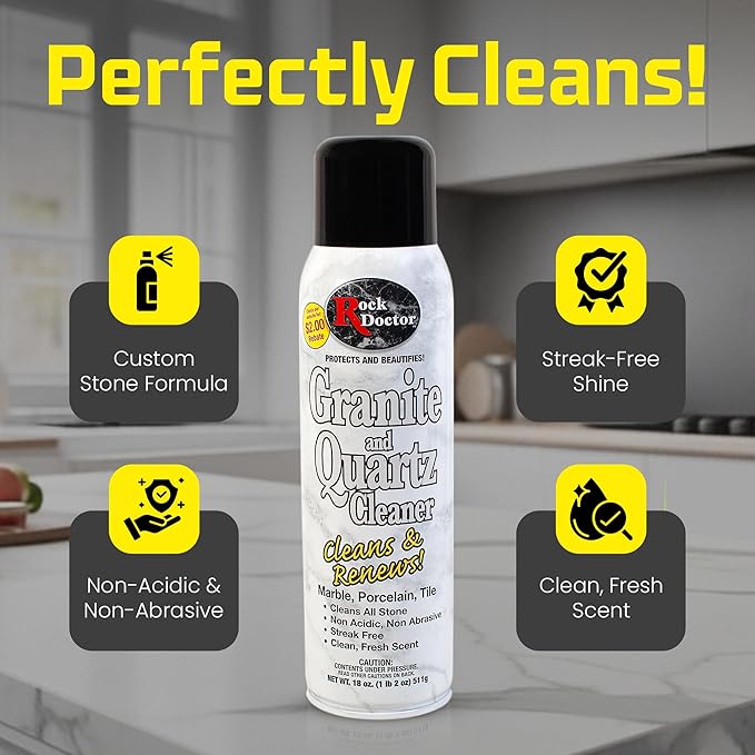Rock Doctor Granite Cleaner - Cleans& Renews Surfaces - (18 oz) Surface Cleaner Spray, Granite/Marble Countertop Cleaner, Cleaning Spray for Vanity, Table Top, Kitchen Counters, Stone Surfaces