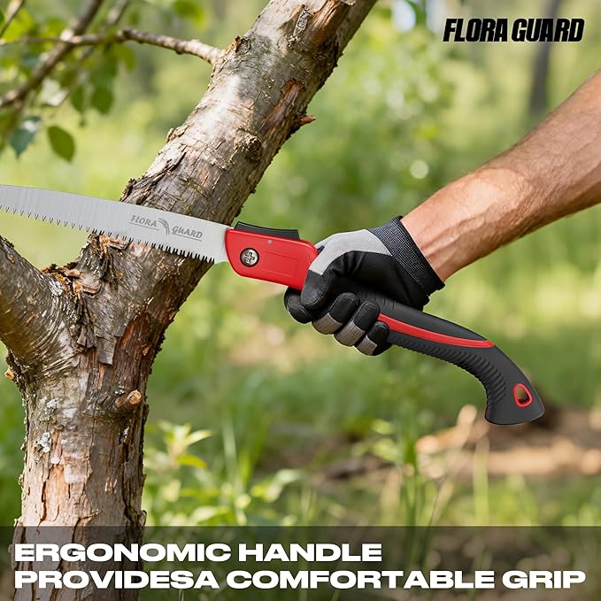 FLORA GUARD Folding Hand Saw 12-Inch, Heavy Duty SK5 Steel Pruning Saw with Hard Teeth for Wood Cutting, Tree Trimming, Camping & Gardening
