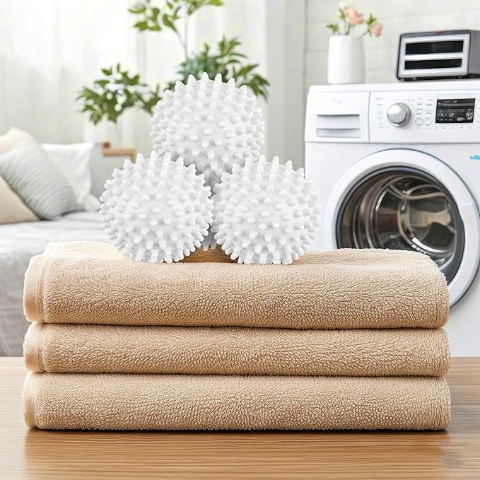 6 Pack Laundry Balls for Dryer, Dryer Balls Laundry Reusable, Dryer Ball Plastic Pellet Packs for Fabric Soften, Reduce Wrinkle and Less Static Cling-White
