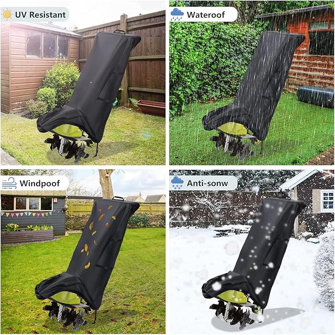 Okcool Electric Tiller Cover,Heavy Duty Waterproof Cultivator Cover for Sun Joe Electric Garden Tiller,Black