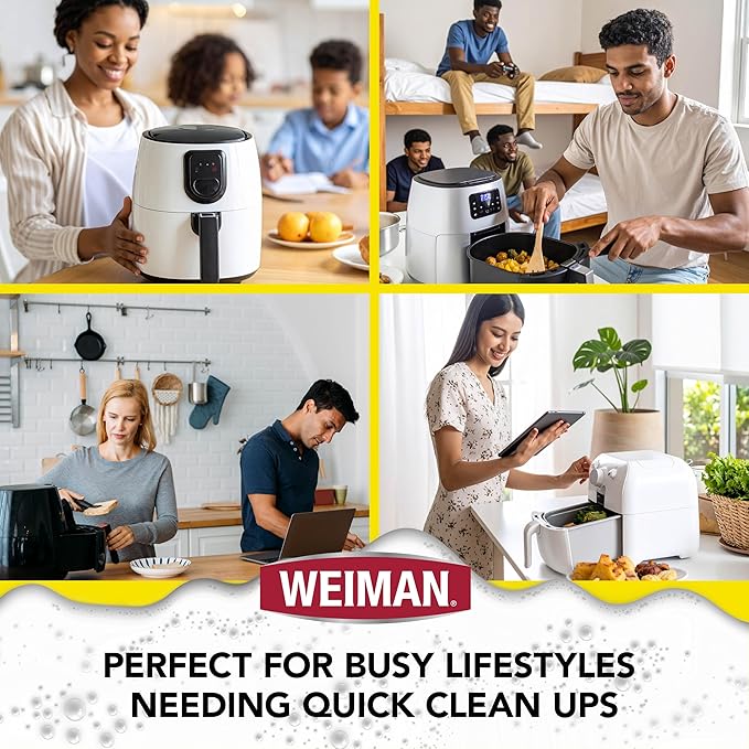 Weiman Foaming Air Fryer Cleaning Kit, Cleaner & Degreaser for Ceramic Baskets & Trays, Removes Grease, Grime, Oil & Baked-On Food, Includes Non-Abrasive Sponge, Fast-Acting, Residue-Free, 14 oz