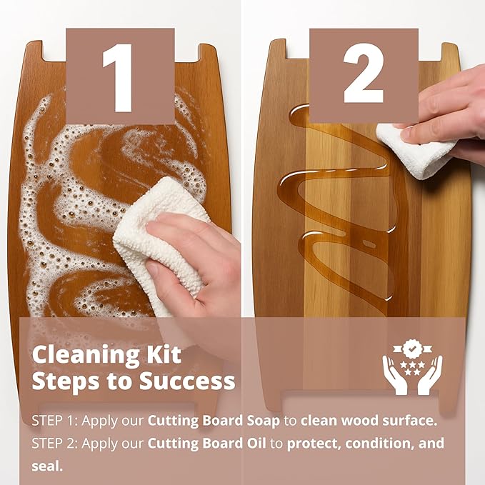 Specialist Board Cutting Board Cleaning Kit by the Block & Board Company | Food Grade Soap & Oil | Cleans & Restores Wood, Butcher Block, Countertop & Utensils | 2 Piece Set
