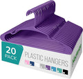 NEATERIZE Clothes Hangers Plastic 20 Pack For Adults - Plastic Hangers, The Perfect Coat Hanger and Space Saving Clothes Hangers for Closet, Percheros Ganchos para Colgar Ropa Hangars - Purple Hangers
