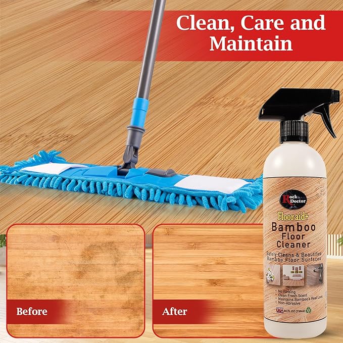 Rock Doctor Flooraid+ Bamboo Floor Cleaner Spray, 2 Pack, Heavy Duty Non Abrasive Cleaning Solution for Hard Floors, Counters, and Surfaces, Rinse Free
