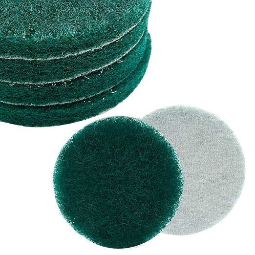 BokWin 8 Pcs 5 Inch Round Scouring Pads Drill Scrubber Pads Hook and Loop Scuff Pads for Clean Polishing(Green)