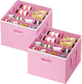 Lifewit Shoe Storage Organizer for Closet, Fabric Large Shoe Box Storage Containers with Clear Cover, Foldable Bins for Boots Heels Sneakers Fits 24-32 Pairs (Each 12-16 Pairs) 2 Pack Pink