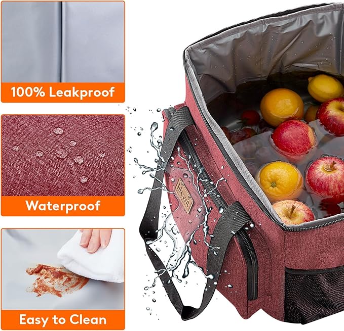 Lifewit Large Lunch Bag, Insulated Lunch Box, Soft Cooler Cooling Tote for Adult Men Women, Burgundy 40-Can (24L)