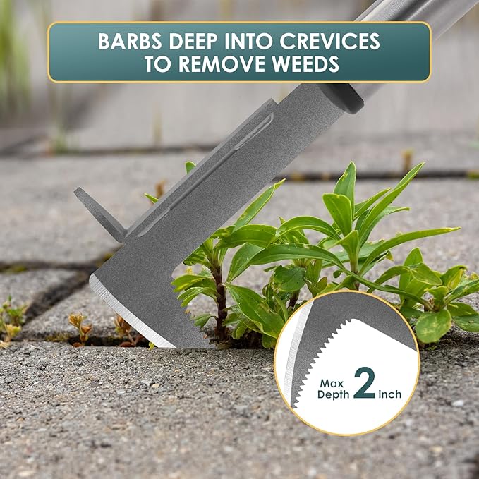 Crack Weeder, Stainless Steel Manual Crevice Weeding Tool,13" Weed Grabber Remover, L-Shaped Manual Weeder Puller, Durable Crevice Weeding Tool for Sidewalk Garden Patio Lawn