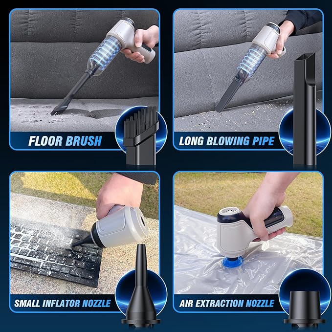 Handheld Car Vacuum Cleaner 12 Handheld Car Vacuum - 15000Pa Cordless Wet/Dry, 120W High Power with Complete Accessory Kit for Cars, Pet Hair, Home & Office Black