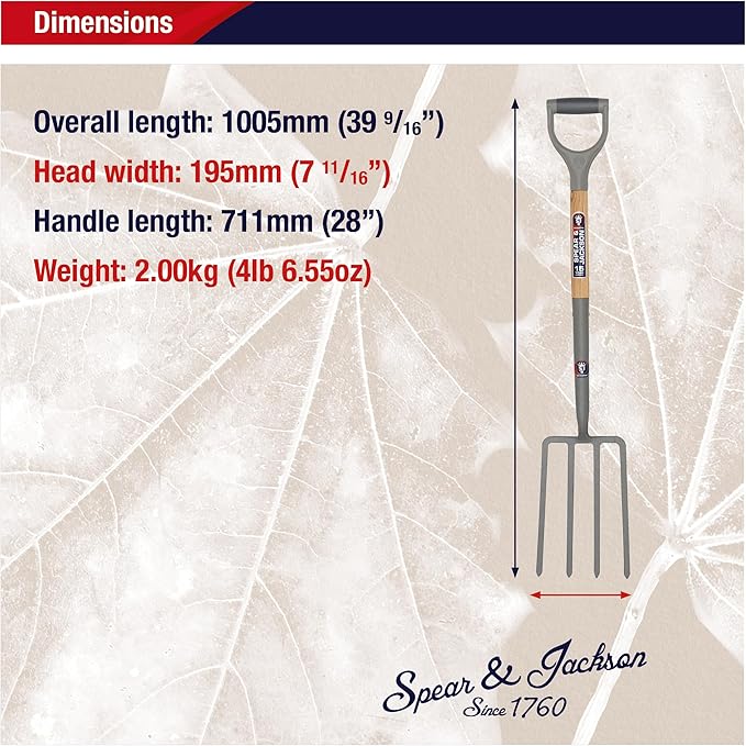 Spear & Jackson Neverbend Carbon Digging Fork – Durable Carbon Steel Garden Fork for Heavy-Duty Digging and Cultivation