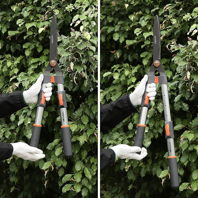 Extendable Wave Blade Hedge Shear HRC54-56 Telescopic Mn-Steel Pruning Shears Adjustable Cutter with 10mm Cutting Capacity 26-32.5 inch Loppers