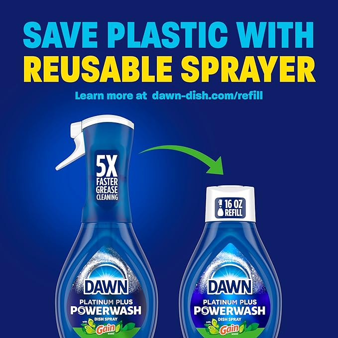 Dawn Powerwash Gain Original Dish Spray, Dish Soap Starter Kit, 16 Fl Oz, (Pack of 2)