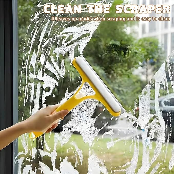 Pro 3 in 1 Window Cleaning Scrapers, 3 in 1 Spray Squeegee, Window Squeegee, Suitable for Cleaning Bathroom Glass, Mirrors, Car Windows (Blue)