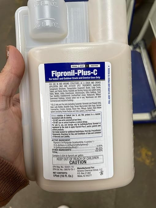 Fipronil Plus C Pest Control Concentrate - DIY Commercial-Strength Roach Killer Indoor Infestation, Easy-Use Ant Spray, Makes 21 Gallons of Fipronil Solution for Homeowners - 16 oz