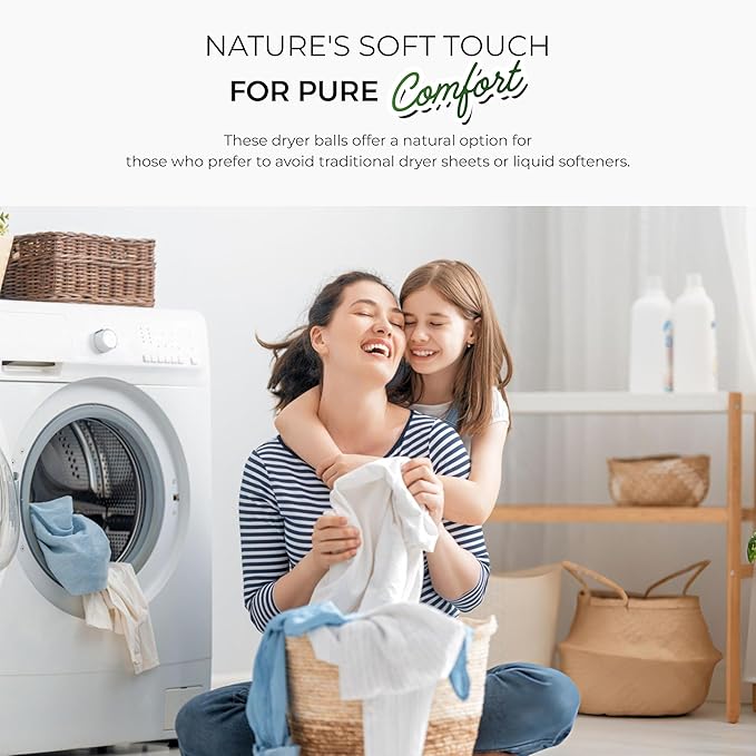 Pursonic XL Laundry Wool Dryer Balls Made with 100% Pure New Zealand Wool - Natural Reusable Fabric Softener Balls for Drying Time & Energy Consumption - Reduces Clothing Wrinkles & Lint - Set of 6