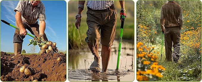 Garden Rake - Small Rake for Gardening with Telescopic Adjustable Handle (27-39”), Mini Rake for Tight Spaces, Flower Beds, Pots - No Bending & Elderly Friendly, Non-Slip Small Garden Rake
