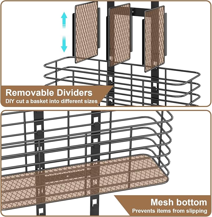 Yuyetuyo 5-Tier Over The Door Organizer Bathroom - Hair Dryer Holder - Hair Tool Organizer Adjustable Height, DIY Bathroom Storage Shelf Wall Mounted for Flat/Curling Irons, Straighteners, Skincare