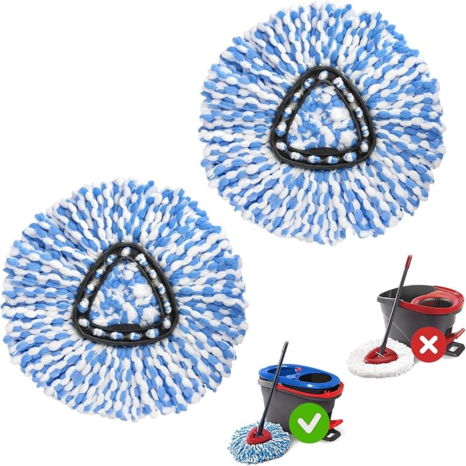 Spin Mop Replace Head for O Ceda Spinning EasyWring Rinse Clean Mop Refill, Mop Head Replacement fit 2 Tank System Mop Bucket, Microfiber, 2 Packs