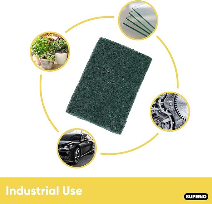 Scouring Pad Non-Scratching Scrubber Non-Scratch Cleaning Scrub Pads, Heavy Duty Scouring Pad, Reusable Kitchen Scrubbing Pad Pack of 10, Green, by Superio…